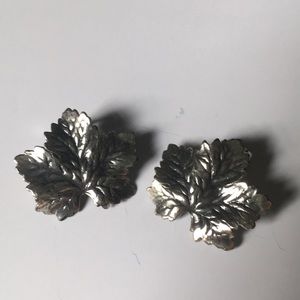 Maple Leaf clip earrings vintage Napier silver tone